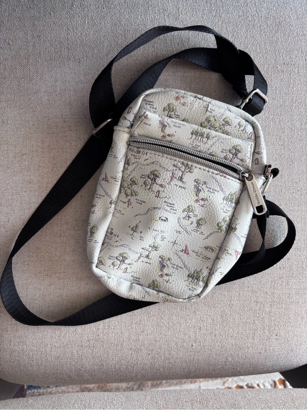 Winnie the Pooh Hundred Acre Woods Printed Crossbody Bag with Black Strap